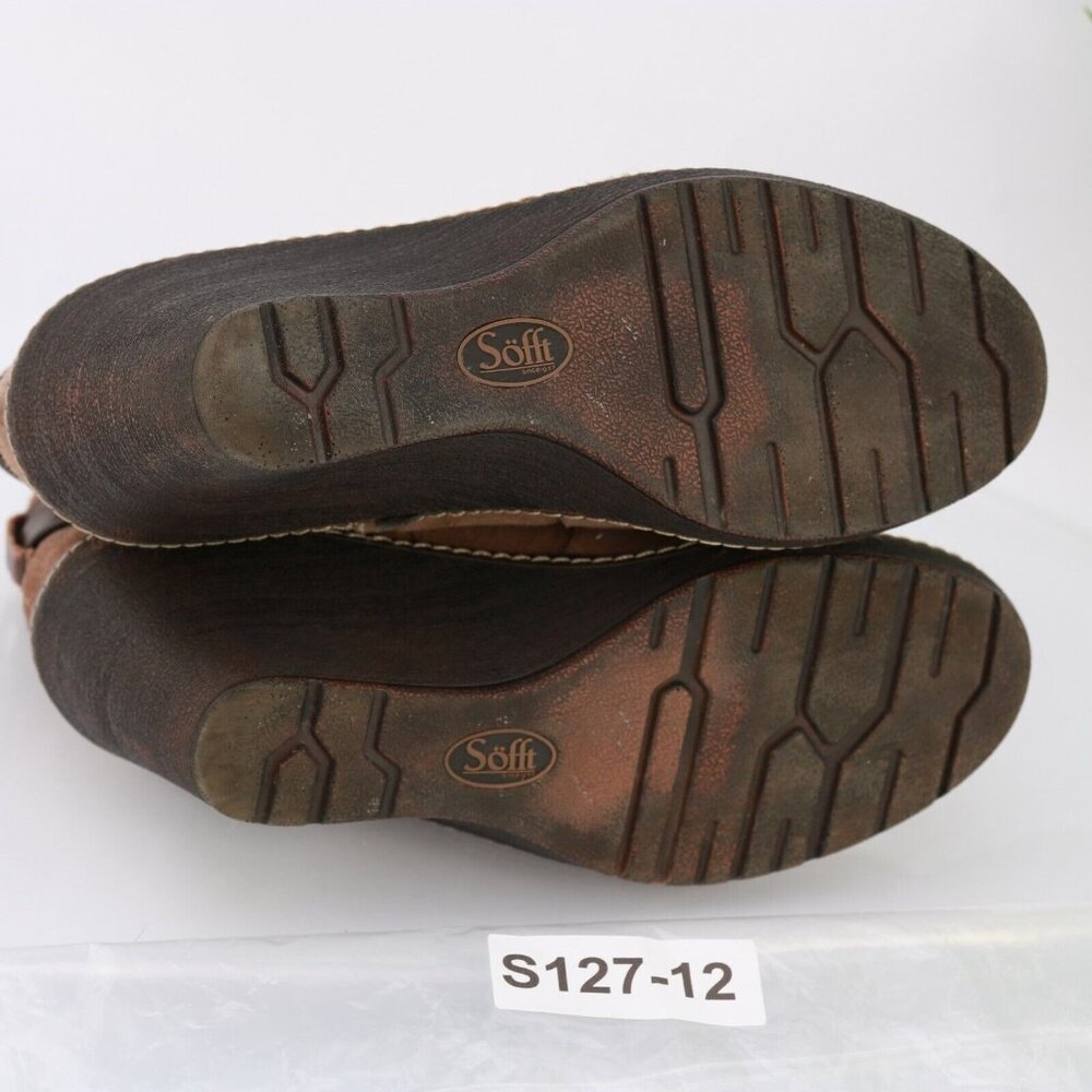 Sofft Womens Caralee Boot Size 9 Brown Suede Wedge Heel Bootie Ankle Strap Comfy - Picture 9 of 12